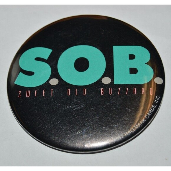 Vintage 1987 S.O.B. Swift Old Buzzard Large Button Jacket Pin - Picture 1 of 4